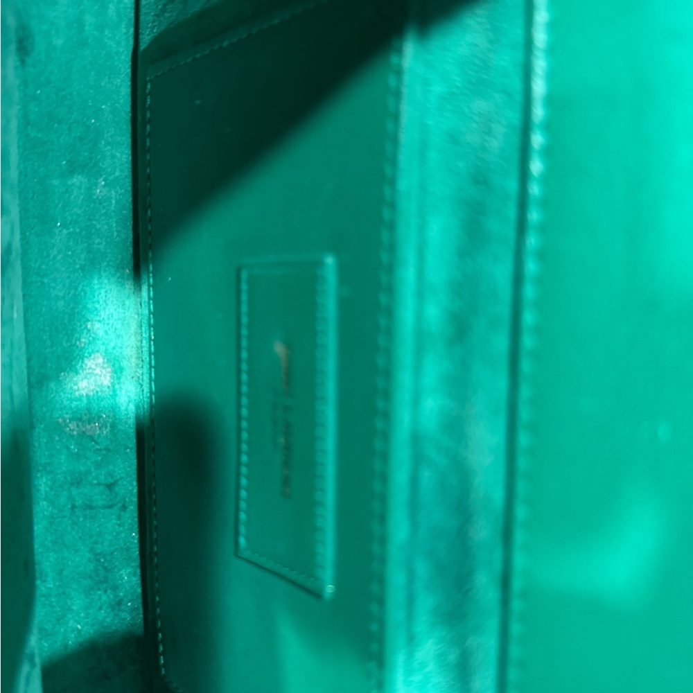 Yves Saint Laurent Turquoise Clutch with Gold Logo - Picture 3 of 4